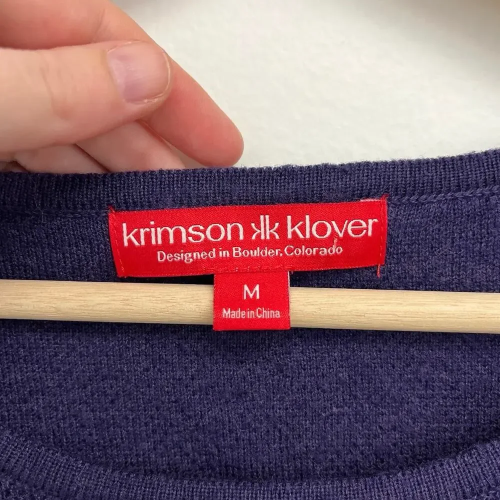 Krimson Klover Wool Blend Textured Knit Ski Outdoors Hiking Sweater HOLE Medium